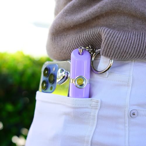 Securityman Personal Alarms for Women | Safety Alarm Keychain (Loud 130dB Siren and SOS Strobe Light) Everyday Self Defense Security Alarm Protection Device (Purple) - color: Purple