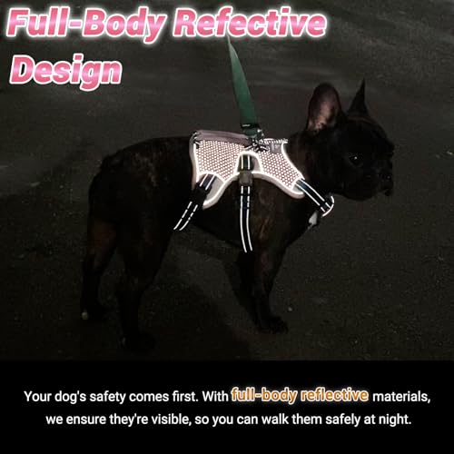 Escape Proof Dog Harness, No Escape No Pull Reflective Dog Harness with Durable Handle, Adjustable Heavy Duty Vest for Small Medium Large Dogs, Walking and Training (Pink,L) - color: Pink, size: L (Pack of 1)