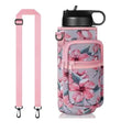 40oz Insulated Water Bottle Sling with Phone Pocket, Crossbody Carrier - color: Flower Pink, size: 40oz