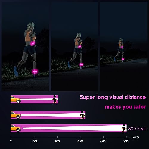 Simket LED Armband Rechargeable for Running(2 Pack), Running Lights for Runners, Running Lights, High Visibility Reflective Running Gear Adjustable Light Up Arm Bands for Men Women Kids - color: pink