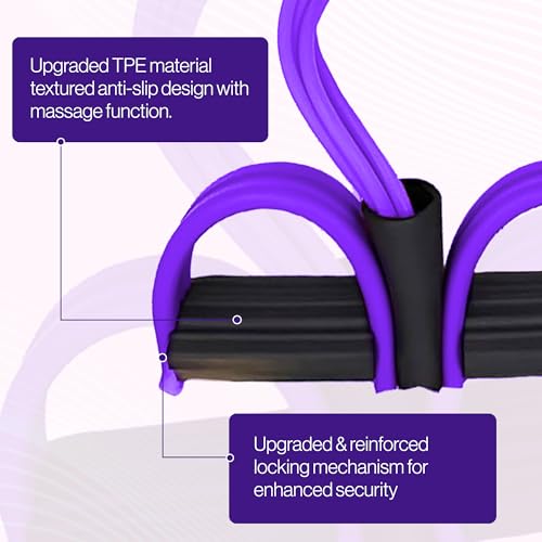 Pedal Resistance Band with Handle, 6 Tube Multifunction Foot Pedal Resistance Band, Arm & Waist Training Tummy Trimmer Ab Workout Equipment for Home Gym Men Women - color: Purple