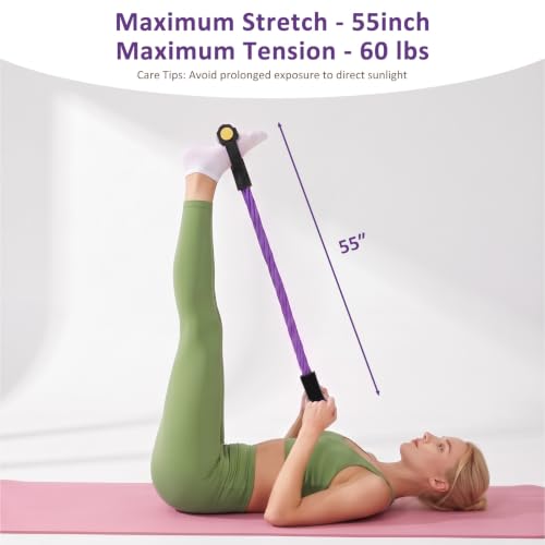 Pedal Resistance Band with Handles, 6-Tube Elastic Tension Rope, Natural Rubber Multifunction Exercise Band, Home Fitness Equipment for Yoga, Stretching, Abdomen Waist Arm Leg Training