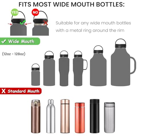 Wongeto Paracord Handle Carrier Holder with Shoulder Strap,Compatible with Hydro Flask Wide Mouth Water Bottles - color: Black 1