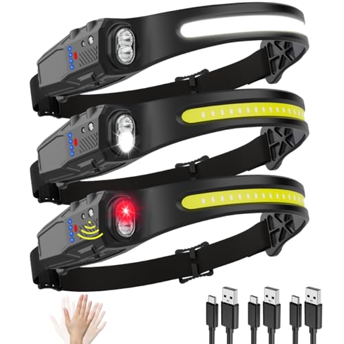 KYEKIO 3Pack 7Modes LED Headlamp Rechargeable with Red Light for Adults - size: 3 Pack