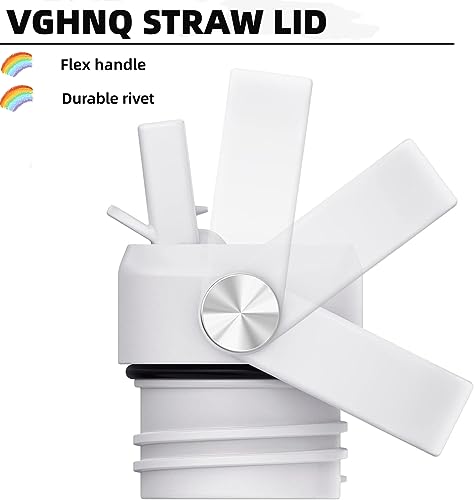 White Straw Lid for Hydro Flask Standard Mouth 18 21 24 oz, Replacement Sport Cap with Handle, BPA-Free Straw Lid with 2 Straws + Brush, for Office School Travel Daily Commute - color: White