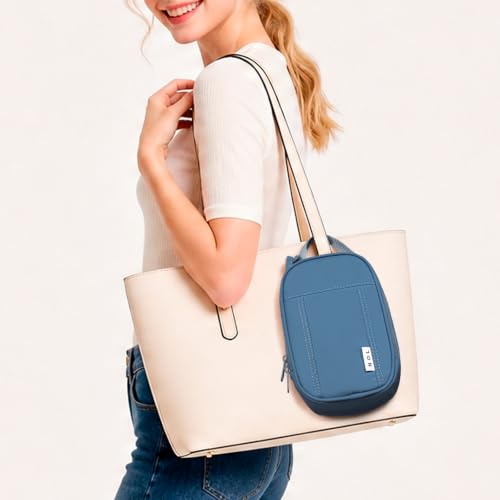 NOL Small Insulated Snack Bag Mini Freezable Cooler Pouch 3L fit 3 Cans | Wide-Mouth 6hours Cool & Warm Lightweight Leakproof Nylon Box for Work Travel (Dusty blue) - color: Dusty blue