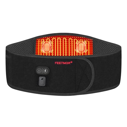 Heated Waist Belt, Cordless Heating Pad for Low Back Electrical Heating Rechargeable Battery Powered - size: Waistline 29"-57"