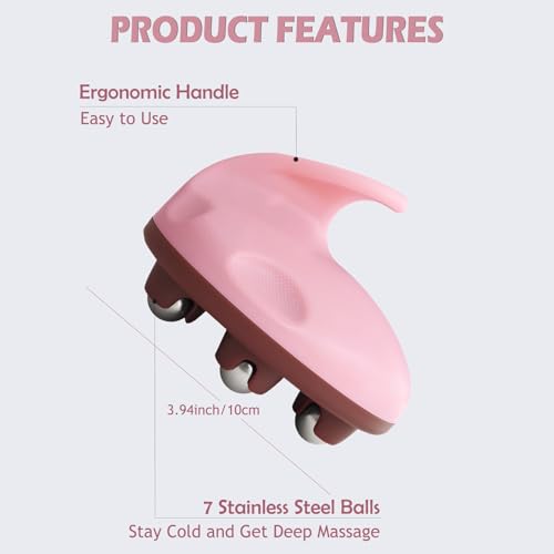 Lymphatic Massage Roller for Cellulite Remover Body Sculpting - Handheld Cellulite Massage Tool for Body Bloat Blood Circulation Lymphatic Drainage Pink - color: Pink