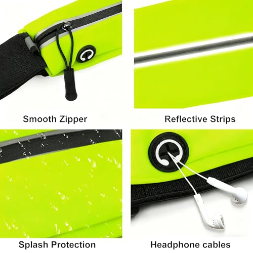 Running Belt Fanny Pack Men and Women Slim Running Bag Money Belt - color: Kelly Green