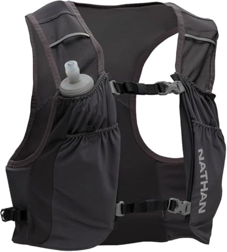 Nathan Pinnacle Featherlite 1.5L Hydration Vest for Running – Ultra-Lightweight, Compression-Fit with Hydrapak Soft Flask - size: XX-Small-X-Small, style: Charcoal/Reflective Silver