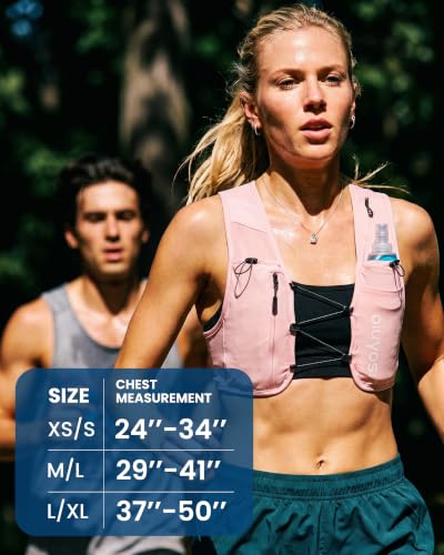 Running Vest for Women Men, 500ml Soft Flask & Phone Holder - color: Pink, size: Medium-Large