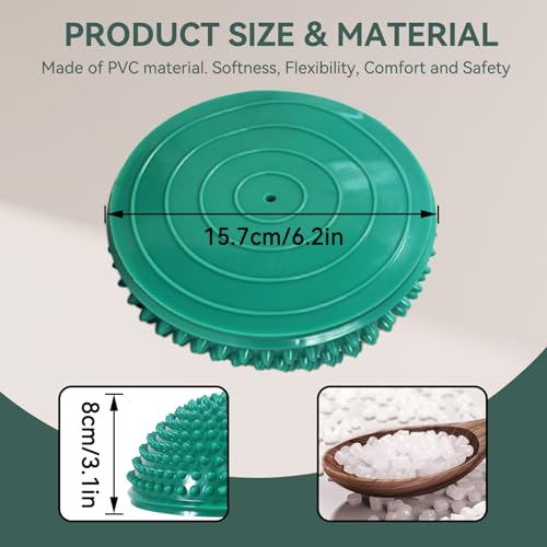 Agatige Foot Massage Ball, Half Round PVC Spiky Foot Wakers Balance Therapy Dome Trigger Point Ball Feet Massage Roller for Yoga Fitness Exercise Gym Massager (Green) - color: Green