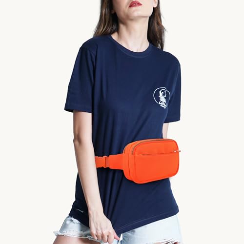 Fashion Fanny Bag-Waist Pack With Adjustable Belt Bag-Unisex Crossbody Pack For Travel Running Hiking-Orange - color: 3-Zipper Orange