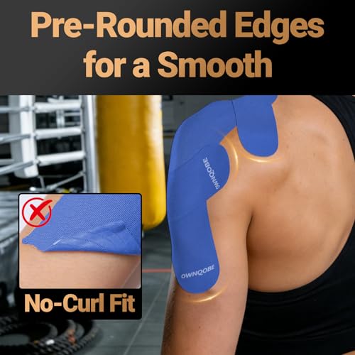 Kinesiology Tape, 2 Rolls, 40 Precut Strips, Waterproof, Blue - color: Blue