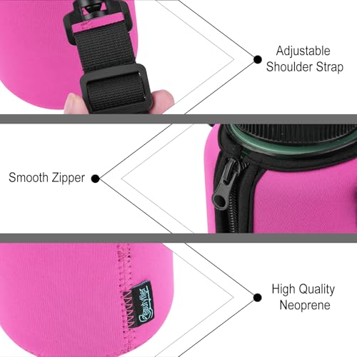 Beautyflier Neoprene Water Bottle Sleeve Insulator Cooler, Compatible with Nalgene Water Bottle 32 OZ, with Adjustable Shoulder Strap for Hydro Flask Wide Mouth 32oz, etc. (Hot Pink) - color: Hot Pink