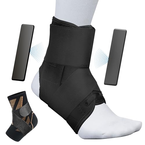 Ankle Guards，Ankle Brace for Sprained Ankle,Lace Up Adjustabe Ankle Brace with Side Stabilizers,Ankle Braces for Men & Women,Foot Ankle Support Splint,Left & Right,Sports Athletic Soccer Basketball Running - size: Medium