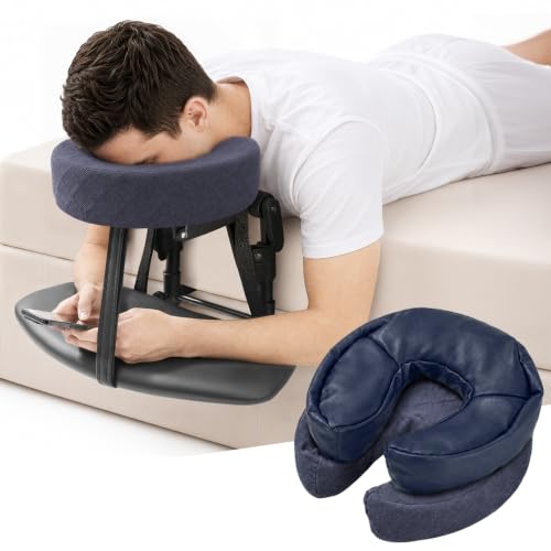 Massage Headrest for Bed, Head Holder & Face Cradle with Face Down Pillow - color: Blue, size: Extended