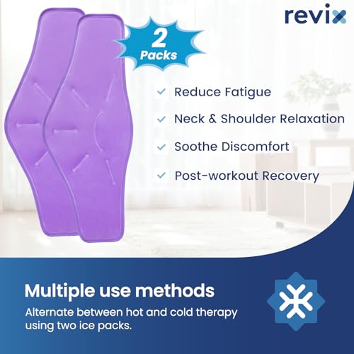 REVIX Ice Packs for Neck & Shoulder Discomfort, Gel Cold Wraps Reusable - style: Neck Purple-2 Pack