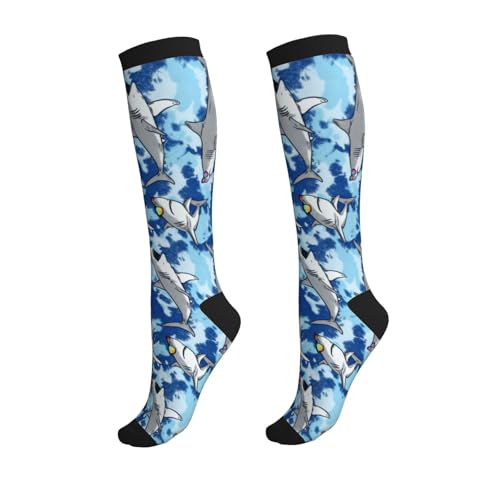 Compression Socks, Unisex 15-20 mmHg Knee High Support Socks - color: Shark