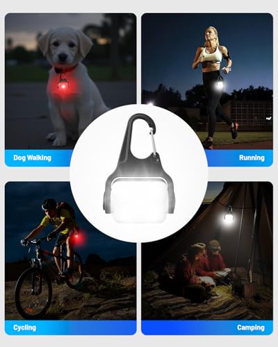 BLBS Rechargeable Dog Collar Light -3 Modes Dog Light, IP65 Waterproof Dog Walking Light, 50LM Dog Lights for Night Walking, Running, Camping, Climbing, Bike, 2 Pack - color: White