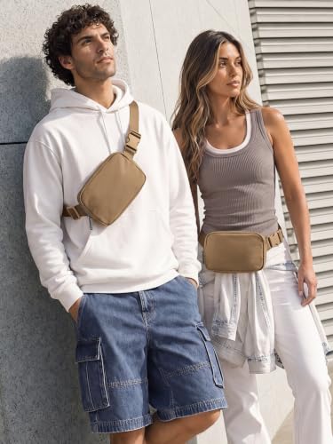ODODOS Unisex Mini Belt Bag with Adjustable Strap Small Fanny Pack for Workout Running Traveling Hiking, Caramel - color: Caramel
