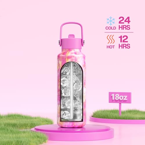 POWCAN 18 oz Insulated Water Bottle: Leakproof, Lightweight, BPA-Free, Cupholder Friendly, Stainless Steel Water Bottle with Straw for Girl, Outdoors, Sport, Daily, Classroom, School (Citrus Dream) - color: Citrus Dream