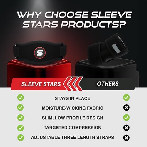 Sleeve Stars Tennis Elbow Brace for Men & Women, Fits 9"-23" (Single/Black) - color: Black