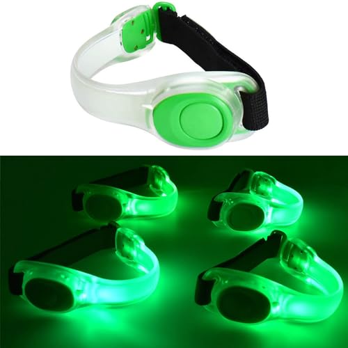 Premium LED Light Up Armband, Reflective Adjustable Wearable Silicone Running Belt Strap/Waterproof Glow in The Dark for Running Jogging Walking Cycling Concert Camping Outdoor Sports - color: Green - 2 Packs