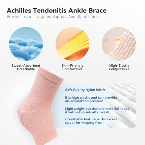 INDEEMAX 2 Pack Ankle Brace & Ankle Compression Sleeve for Women Men - color: Pink, size: X-Large