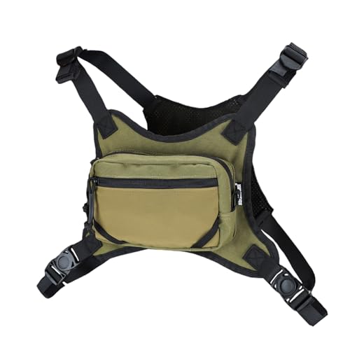 MGFLASHFORCE Chest Bag for Men and Women, Chest Rig Pack Front EDC Pouch - color: Green