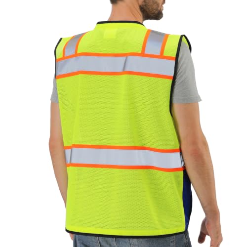 Dib Safety Reflective Safety Vest Made with 3M Tape, Yellow and Blue XL - color: Yellow & Blue, size: X-Large