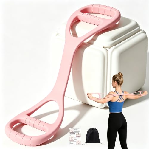 20/25/35lb Elastic Silicone Figure 8 Resistance Bands with Handles - color: Pink