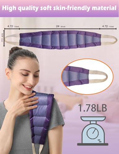 Microwavable Heating Pad, Neck‑Shoulder Wrap with Handles, Unscented - color: Purple