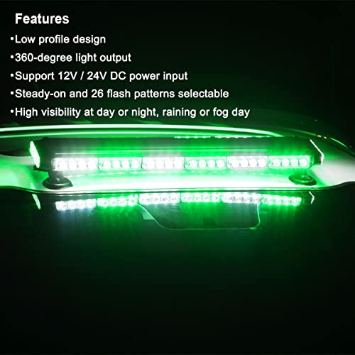 WOWTOU Roof Safety Flashing 56 LED Green White Emergency Strobe Light Bar - color: Green / White