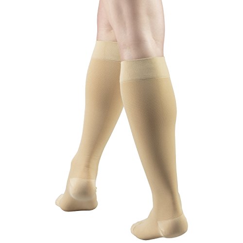 Truform 15-20 mmHg Compression Stockings, Men & Women Medical Closed Toe - color: Beige, size: Small