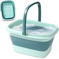 Collapsible Foot Soaking Tub Foldable Foot Bath Soak Tub Basin for Home Spa - color: Green & Blue