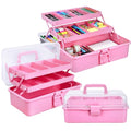 2 Pcs 13 Inch 3-Layer Tackle Box Organizer, Adjustable, Pink - color: Pink
