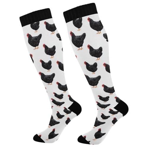 Wusikd Cats Compression Socks for Women and Men Circulation Cute Long Socks for Athletic Running 1 - color: Chicken