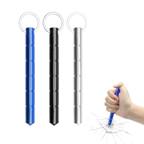 Self Defense Keychain for Women - Emergency Glass Breaker, Personal Security Tool & Safety Keychain Set (Silver, Blue, Black)