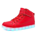IGxx LED Light Up Shoes for Men Women Sparkly Sneakers High Top - color: Red, size: 11 Women/10.5 Men