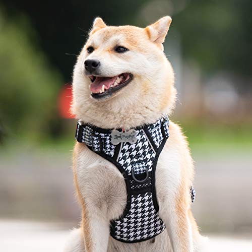 PoyPet Plaid Dog Harness Small, No Pull Vest with Front Clip & Neck Buckle - color: Houndstooth, size: S