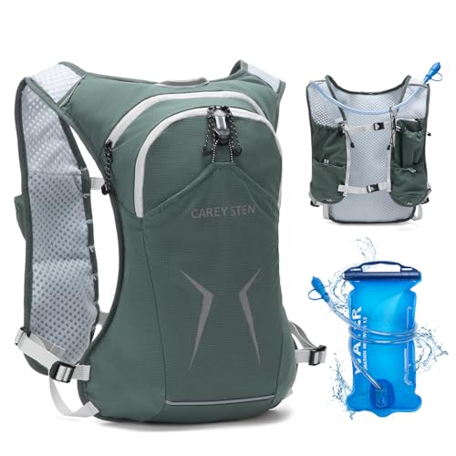 Carey Sten Lightweight Hydration Backpack Running Vest with 1.5L Water Bag - color: Olive green