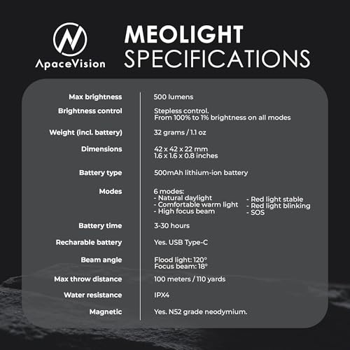 MEOLIGHT 500 Lumen Light for Running, Dogs, Walking - Wearable Flashlight Chest LED Safety Light for Dog Collars, Bike Tail Lights, Hiking, Camping - Reflective Accessories