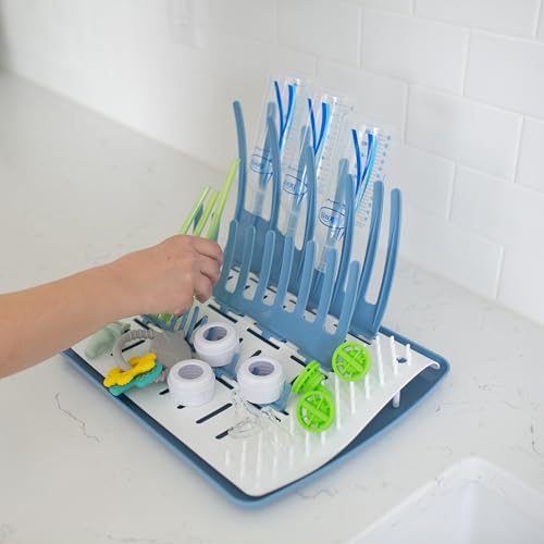 Dr. Brown's Folding Baby Bottle Drying Rack, Blue/White - color: Folding Drying Rack (Pack of 1)