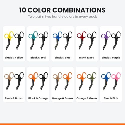 Trauma Shears 2 Pack with Clip, Nurse Scissors (Black & Brown, 15cm) - color: Black & Brown, size: 15cm