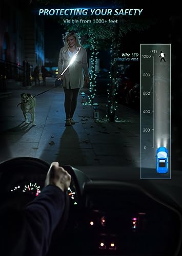 Ylzzrs LED Reflective Belt Sash Walking Gear,Safety Lights for Walkers at Night,High Visibility Safety Rechargeable Reflective Running Gear for Men Women Kids Night Dog Walking Gear - color: Black