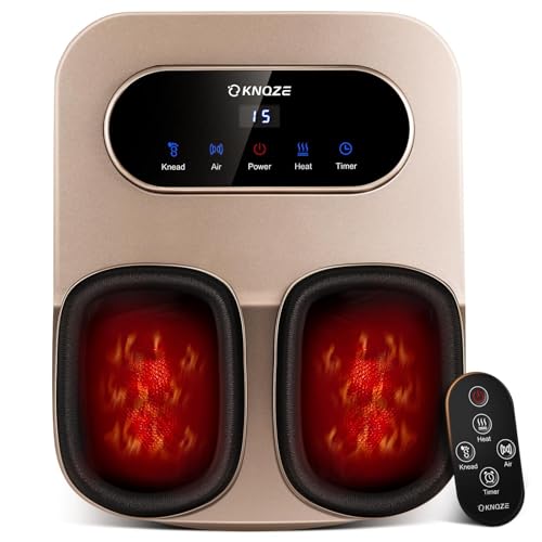 KNQZE Shiatsu Foot Massager with Heat & Compression, LCD Touch Panel, Gifts - color: Gold
