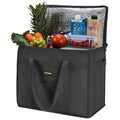 JUNGYOON Heavy-Duty Insulated Grocery Bags & Insulated Bag – Collapsible Cooler Bag with Zippered Top - color: 1 Pack-Black-27L, size: 16''x9''x12.5''