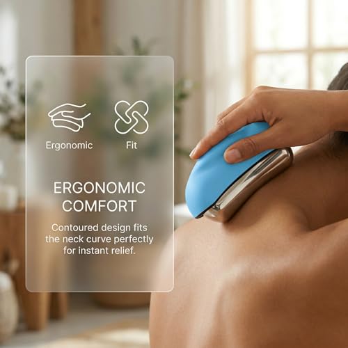 Cooling Massage Roller with Ergonomic Handle for Deep Tissue-Blue - color: Blue
