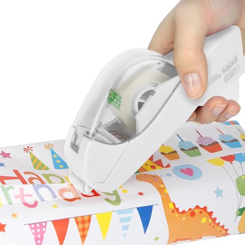 Eagle Automatic Tape Dispenser, Handheld & Portable Design, Office Tape Gun, One-Handed Operation with Safety Blade for Office, Home, DIY or Packaging (Includes 2 Free Tapes)(Snowy White) - color: Snowy White